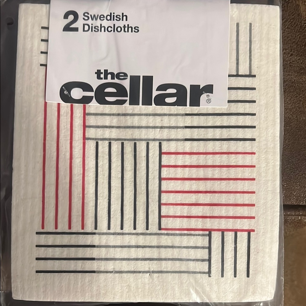 NWT the cellar Set of 2 Swedish Dishcloths - Black and Red